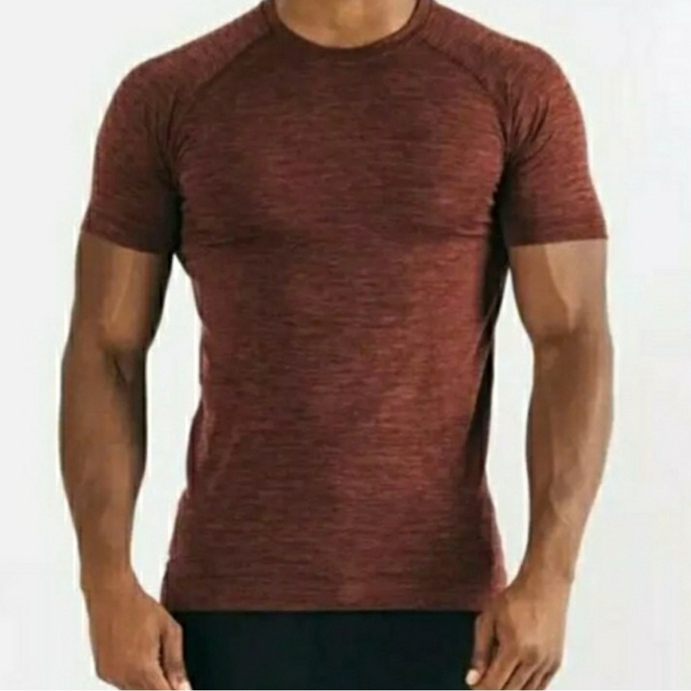 NEW Alphalete Men's Hero Seamless Short Sleeve Athletic Shirt, sparrow